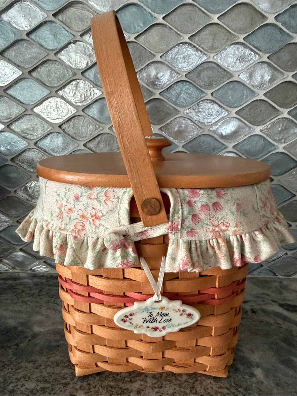 Handwoven Floral Picnic Basket with Fabric Liner